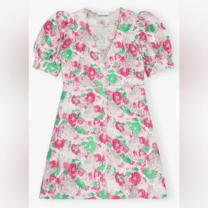 knee length dresses for ladies Rent The Blue Jacquard Open Back Mini Dress By Ganni main image 1